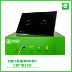 công tắc cảm ứng hunonic wifi 2 nút màu đen