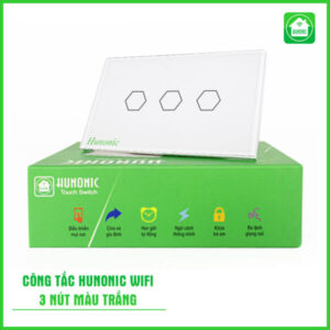 công tắc cảm ứng hunonic wifi 3 nút màu trắng